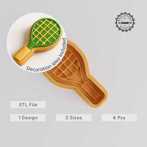 Tennis Shape Cutter & Stamp Set, Sports Racket Design, 6-Piece Cookie & Fondant Tool, S/M/L Sizes, Perfect for Sports-Themed Creations PRODUCT_595
