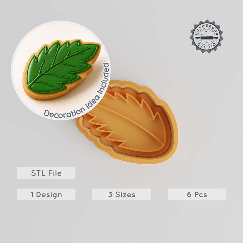 Leaf Shape Cutter & Stamp Set, Perfect for Cookies & Fondant, Nature Foliage, Multiple Sizes S/M/L PRODUCT_528