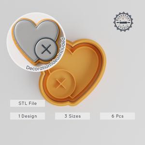 Heart Shape Cutter & Stamp Set, Versatile Cookie & Fondant Tool, Includes Crossed & Canceled Heart Designs, 3 Sizes, 6 Pieces PRODUCT_181