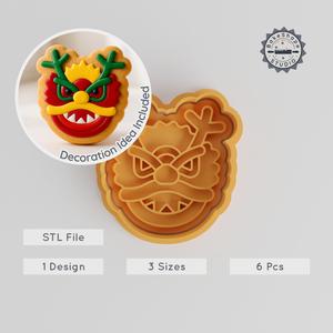 Dragon Cookie Cutter & Stamp Set, Fire Beast, Mythical Serpent, 3 Sizes, Perfect for Fondant & Cookies PRODUCT_2210