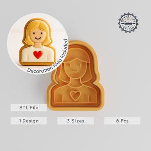 Mom Shape Cutter & Stamp Set, Cookie Fondant Decor, 3 Sizes, 6 Pieces, Parent Mother Theme PRODUCT_1404