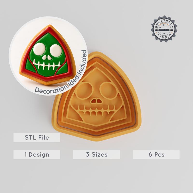 Skull Shape Cutter & Stamp Set, Bone Face Skeleton, Spooky Face, Gothic & Horror Designs, Perfect for Cookies & Fondant, Size S/M/L PRODUCT_980