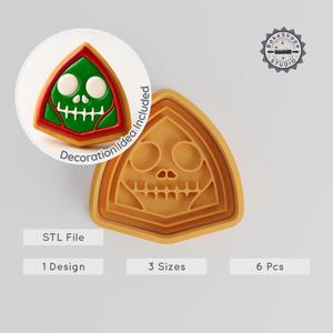 Skull Shape Cutter & Stamp Set, Bone Face Skeleton, Spooky Face, Gothic & Horror Designs, Perfect for Cookies & Fondant, Size S/M/L PRODUCT_980