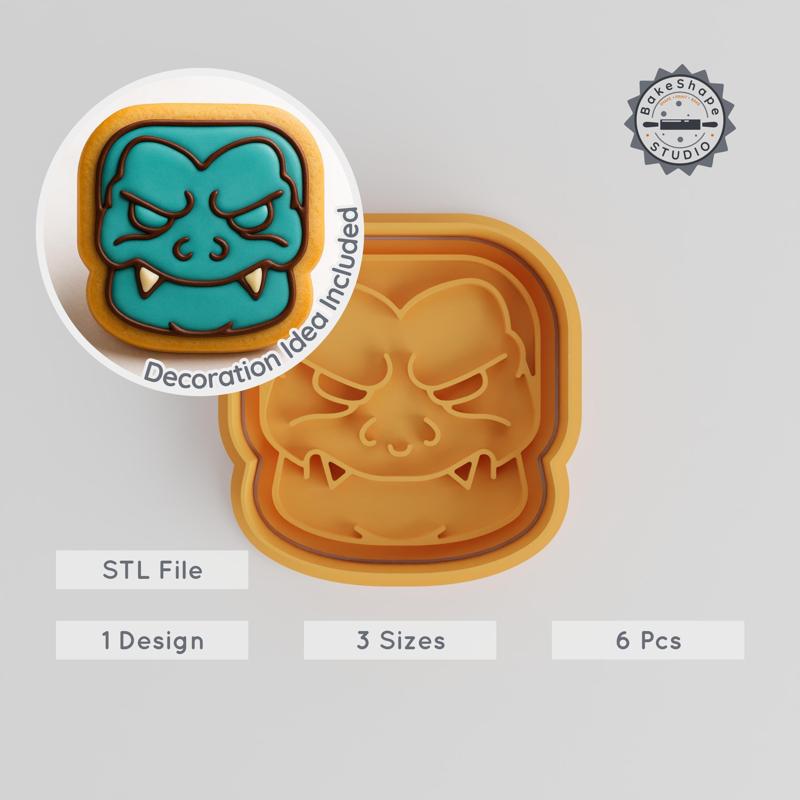 Monster Shape Cutter & Stamp Set, Halloween Cookie & Fondant Tools, 6-Piece, Scary Emoji & Horror Icon Designs, S/M/L Sizes PRODUCT_985