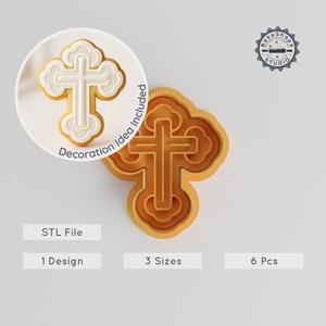 Cross Cookie Cutter & Stamp Set, Memento Mori Design, Multiple Sizes, Perfect for Cookies & Fondant PRODUCT_939