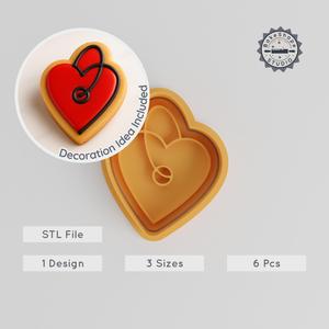 Heart Keychain Shape Cutter & Stamp Set, Love Token Cookie & Fondant Tool, 3 Sizes, 6 Pieces PRODUCT_220