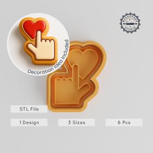 Feelings Shape Cutter & Stamp Set, Heart Gesture Cookie & Fondant Decor, Valentine's Love Sign, 6-Piece, S/M/L Sizes PRODUCT_221