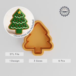 Tree Shape Cutter & Stamp, Cookie & Fondant Set, Christmas & Holiday Designs, 6-Piece, Three Sizes PRODUCT_5