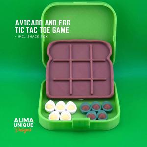 Avocado and Egg Tic Tac Toe Game / incl. Snack Box / Bonus Design