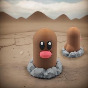 Cheeky Funny Diglett Pokemon Figurine Multi Color Easy Print Pokemon Meme Dugtrio