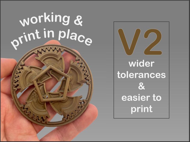 mechanical iris V2 | wider tolerances | print in place | fidget