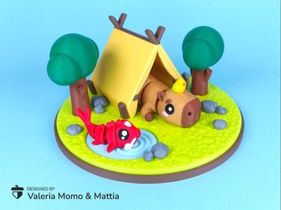 Diorama for Cute Flexi Animals, Capybara Edition