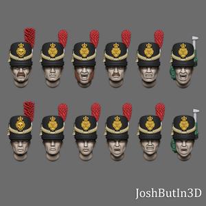 96th Rifles - 12 Shako Heads (Male & Female)