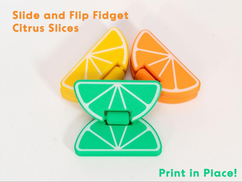 Citrus Slide and Flip Fidget - Print in Place!