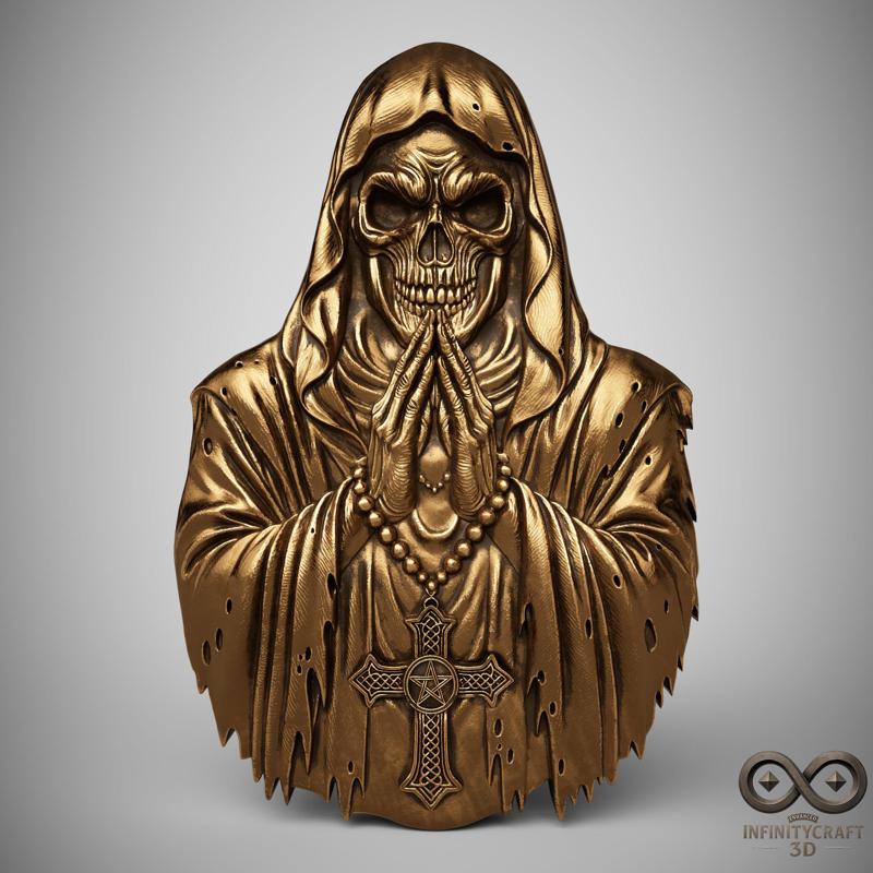 Dark Skull Priest - Gothic Horror Bust for CNC or 3D Print