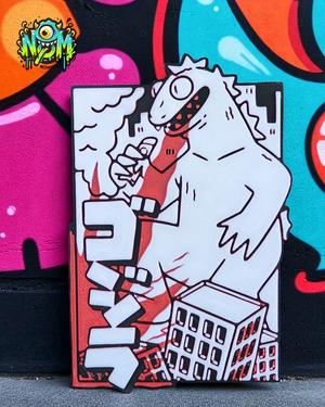 Cartoon GodZilla Wall Art or BookMark