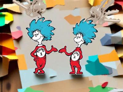 Thing 1 and Thing 2 keychains