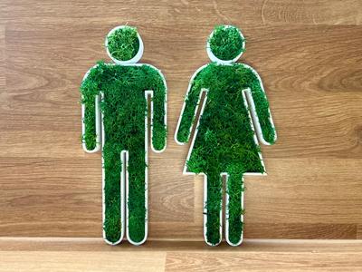 Green moss toilet sign