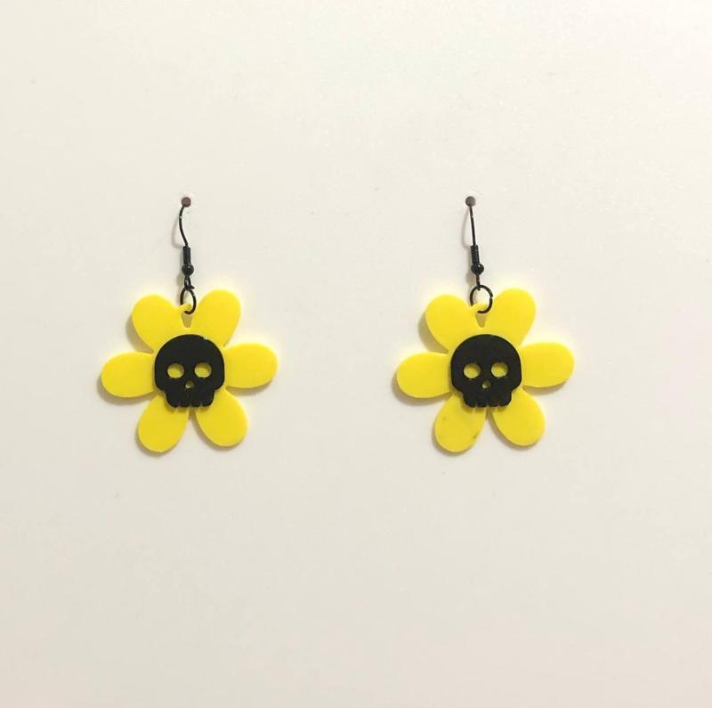 Earring flower skull halloween horror