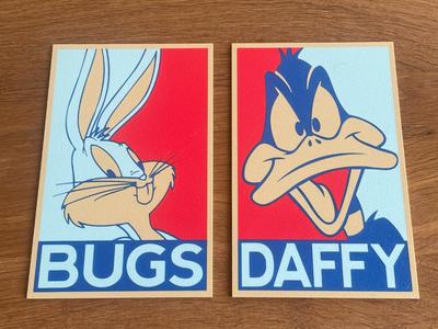 Bugs Daffy Wall Art / 4 color / Looney Tunes / 