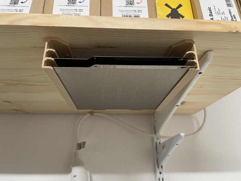 Bambulab A1 mini build plate holder under desk mount