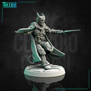 (0142) Male firbolg human elf half-orc tiefling rogue thief ranger with two small swords knives