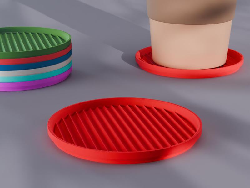 Stackable Scalloped Reverse Circle Coaster Set 3D Print STL File | 3 Sizes 
