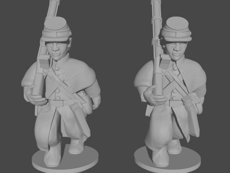 10-15mm American Civil War Infantry in Greatcoats Quick Marching Pose 1 UA-54