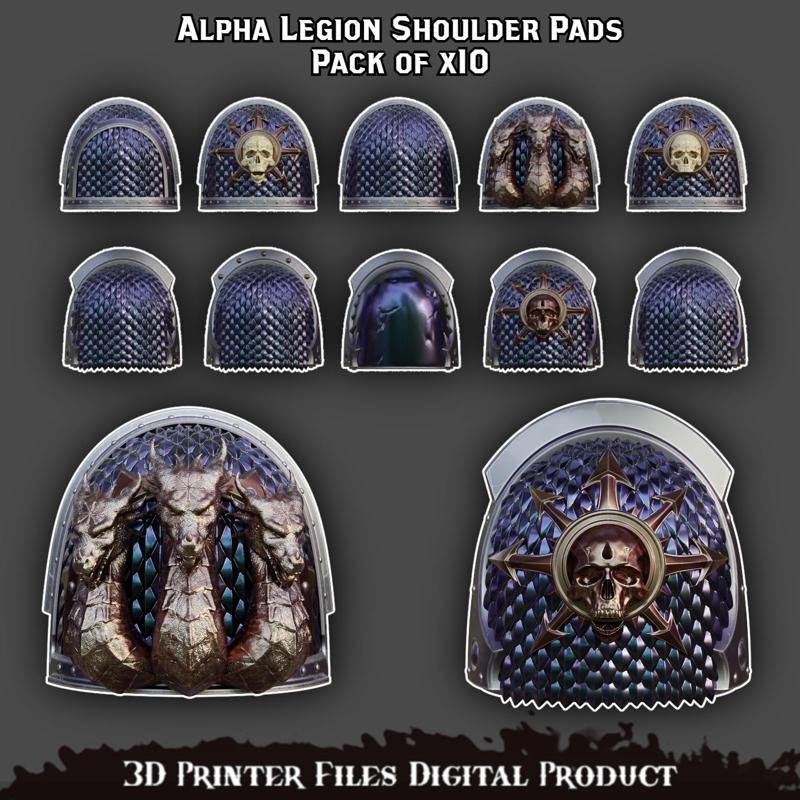 Space Marines Alpha Legion Shoulder Pads (Pre-supported)
