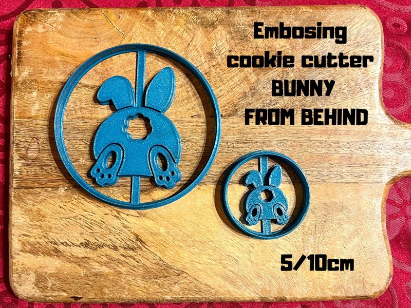 Cookie cutter with easter bunny from behind 