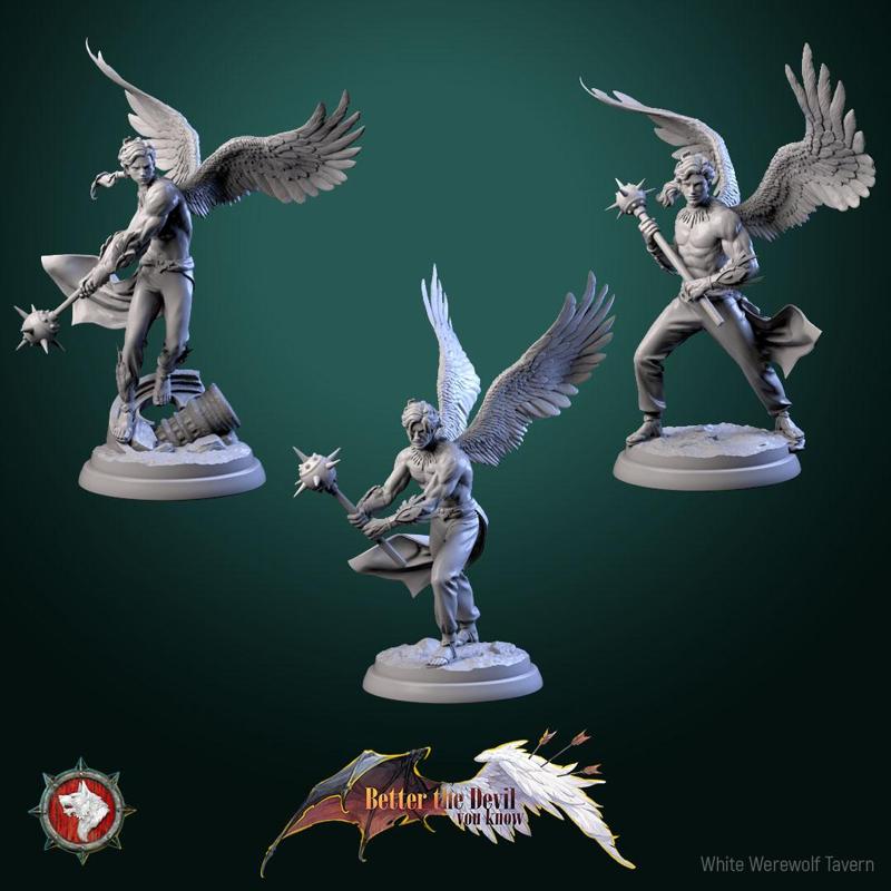 Angel soldiers set, 3 miniatures 32mm pre-supported