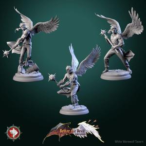 Angel soldiers set, 3 miniatures 32mm pre-supported