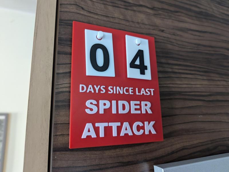 Spider Attack Safety Counter Sign with Tags