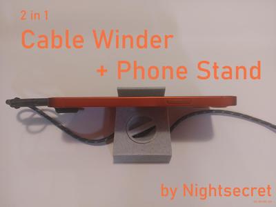 2 in 1 | Print in Place Cable Winder/Organizer + Phone Stand