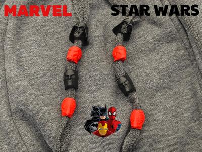 Marvel & Star Wars Drawstring Beads (Iron Man, Batman, Spider-Man, Darth Vader)
