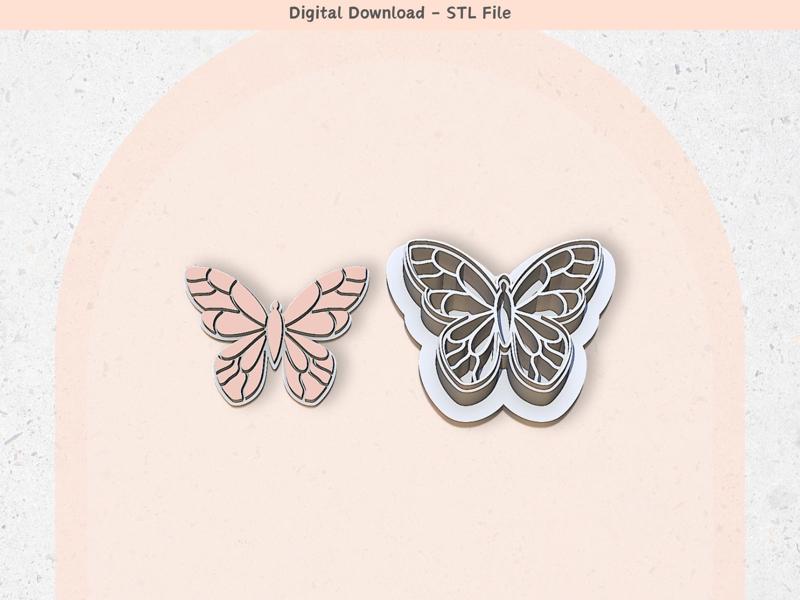 Polymer Clay Cutter STL File, Butterfly , Digital STL File, Clay Tools, 5 Sizes Clay Cutters