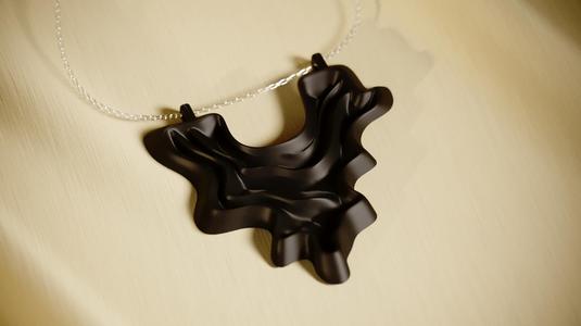 Ink Flow Pendant - Minimalist Black Jewelry