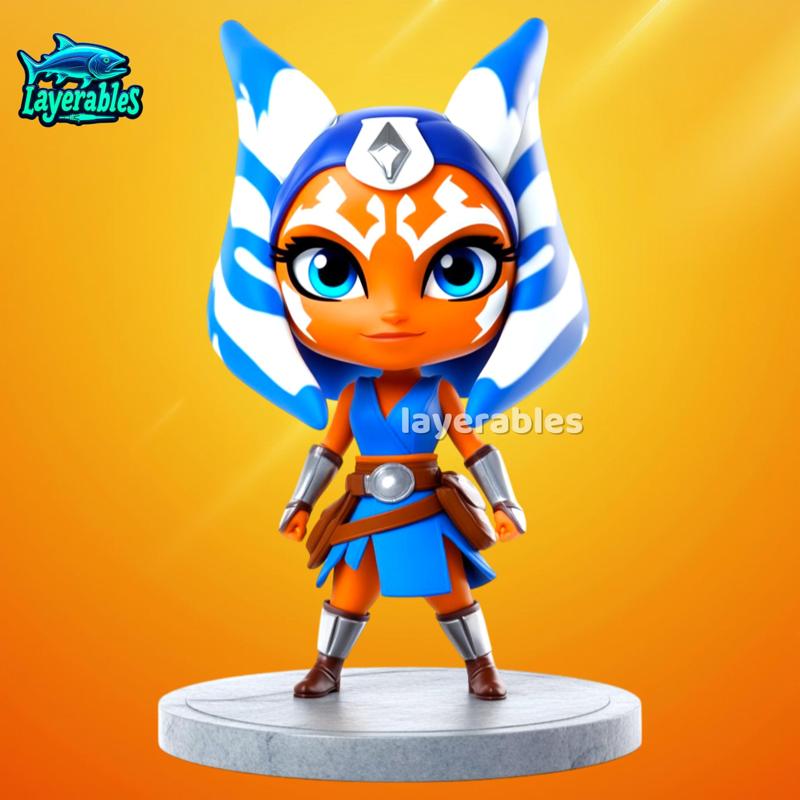 Chibi Ahsoka Tano STL – Star Wars Fan Art 3D Print – Jedi Girl Figure for Resin & FDM Printers