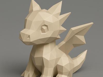 Low-Poly Cute Dragon – Print-in-Place Miniature