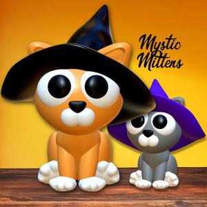 Witchy Kitty Figurine Halloween Kitten in Witch Hat Decor