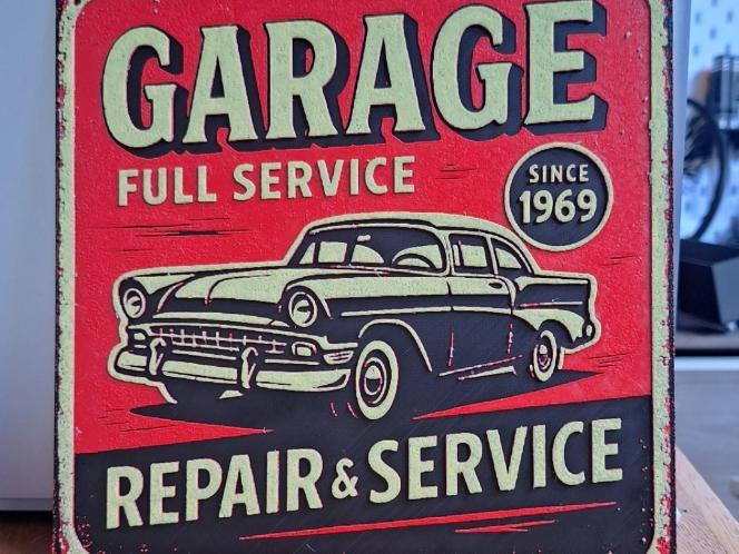 Plaque vintage garage hueforge
