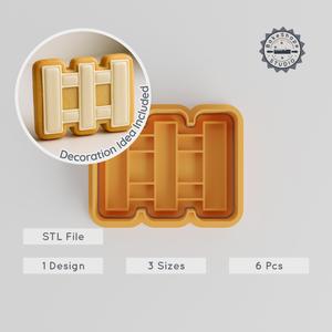 Fence Shape Cutter & Stamp Set, 6 Piece Cookie & Fondant Mold, S/M/L Sizes, Boundary, Garden, Safety Design PRODUCT_572