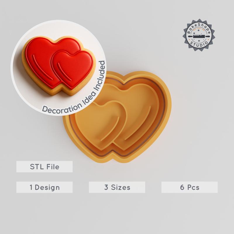 Heart Shape Cutter & Stamp Set, Love Symbol Cookie Decor, Fondant Tools, S/M/L Sizes, Romantic Baking Accessories Bundle PRODUCT_237