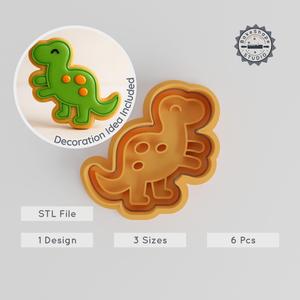 Dinosaur Shape Cutter & Stamp Set, Perfect for Cookies & Fondant, Includes 3 Sizes, Prehistoric Creature Baking Tools PRODUCT_55
