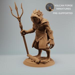 Bullywug frog people chieftain or king with trident - pre supported