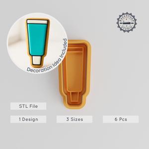 Toothpaste Shape Cutter & Stamp, Cookie & Fondant Mold Set, Sizes S/M/L, Dental Themed 3D Printing STL Collection PRODUCT_516