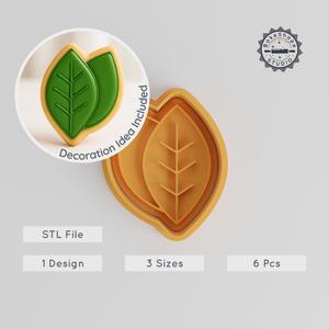 Leaf Cookie Cutter & Stamp Set, Nature Foliage Design, Eco-Friendly, 3 Sizes, Perfect for Fondant & Baking PRODUCT_527