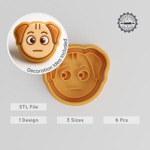 Inquisitive Canine Shape Cutter & Stamp, Cookie & Fondant Tool Set, 3 Sizes, 6 Pieces, Animal Dog Emoji Design PRODUCT_902