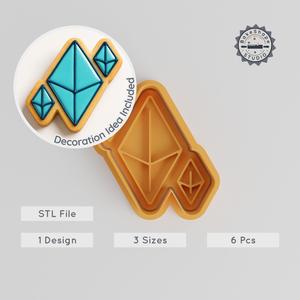 Gems Shape Cutter & Stamp Set, Perfect for Cookies & Fondant, 6 Piece Set in S/M/L Sizes for Baking & Crafting PRODUCT_696