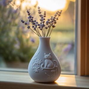 Whisker Bloom 3D Vase – A Touch of Elegance with Feline Charm
